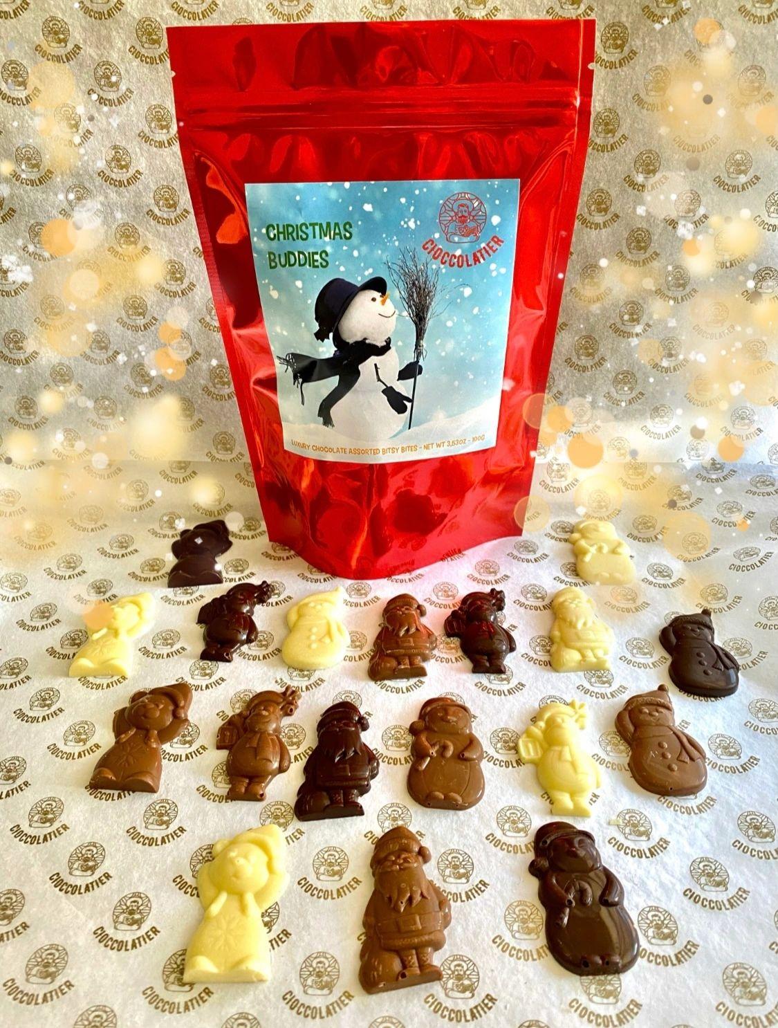 XB100 - Christmas Buddies - Luxury Assorted Chocolate Bitsy Bites 3.53 Oz (100g)